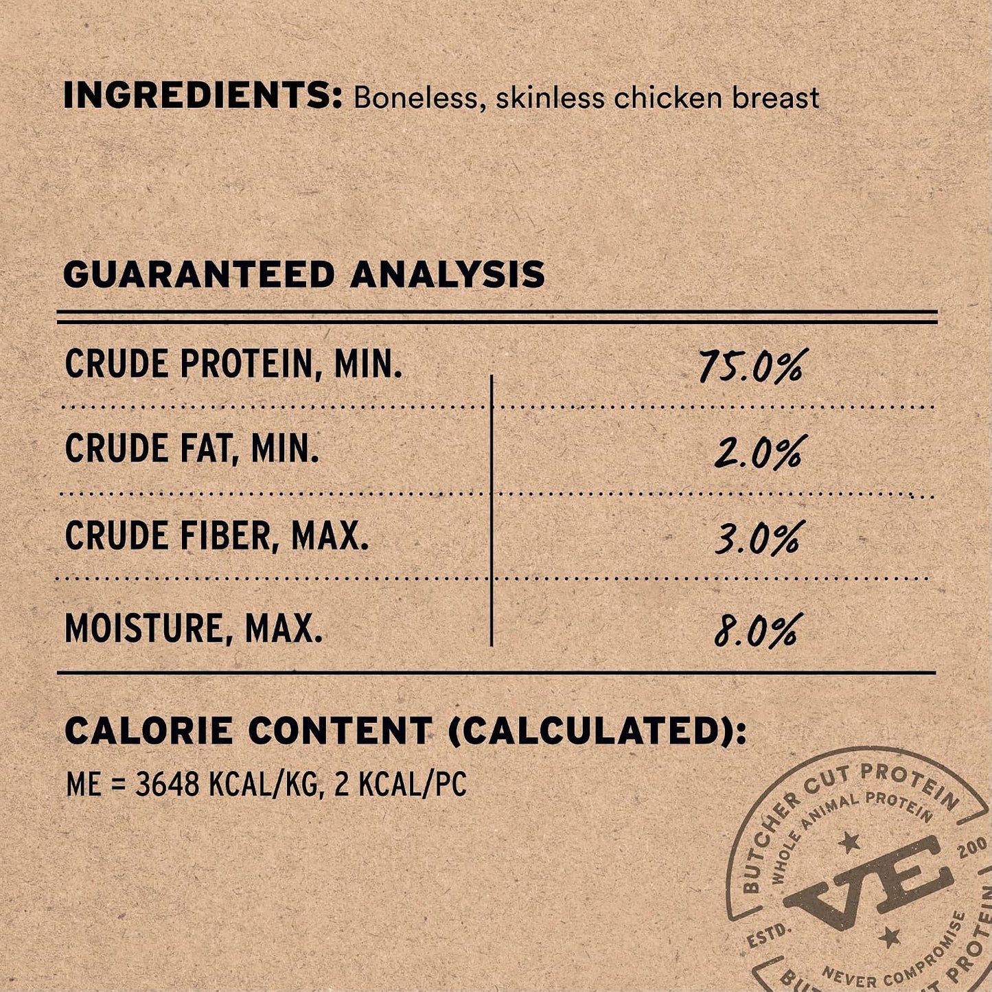 Premium raw freeze dried chicken breast treats for cats in packaging