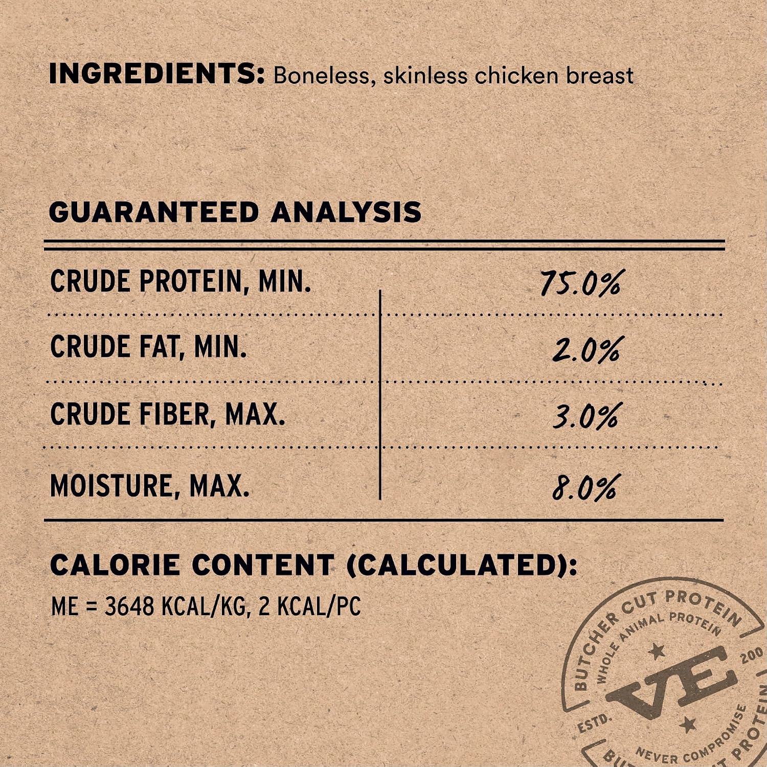 Premium raw freeze dried chicken breast treats for cats in packaging