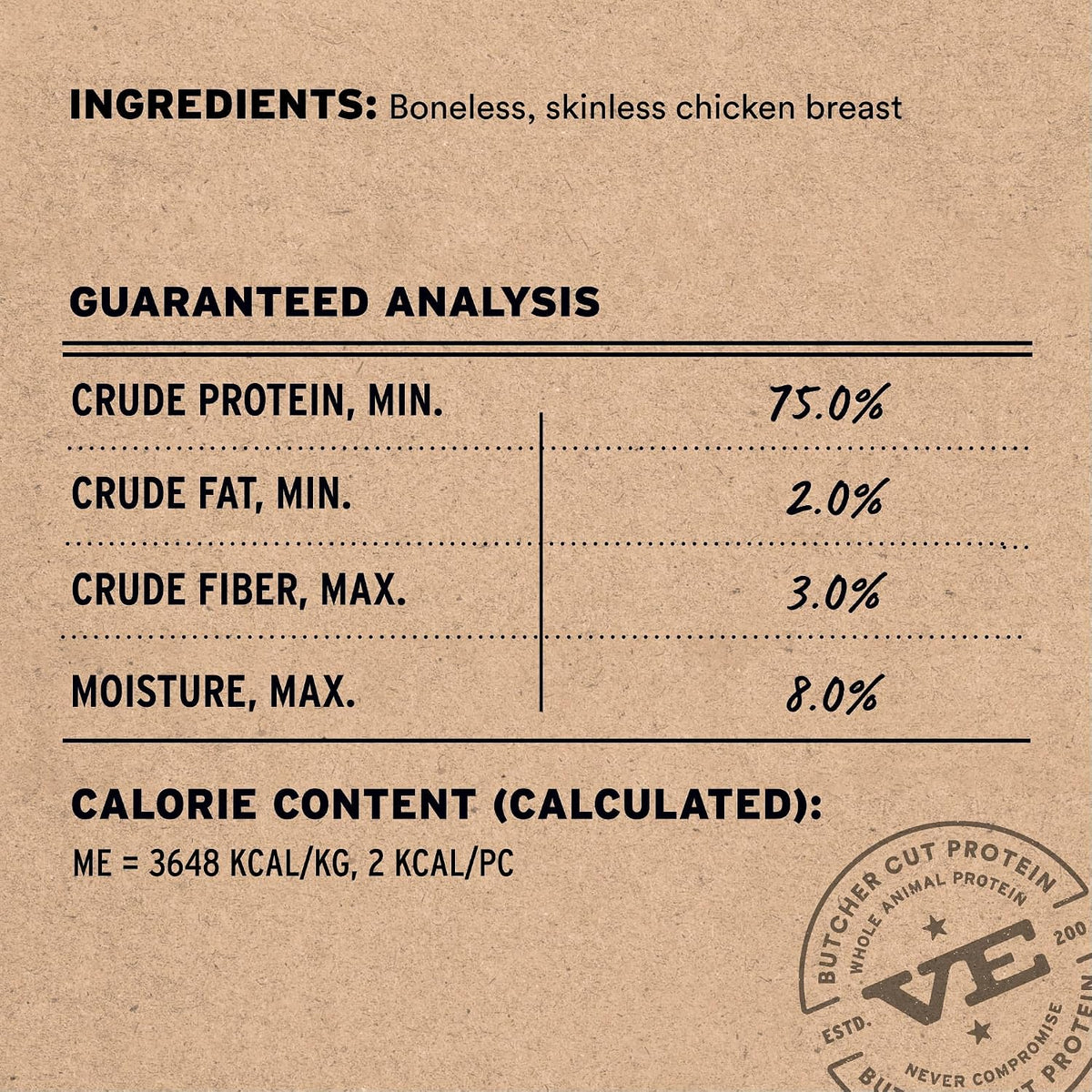 Premium raw freeze dried chicken breast treats for cats in packaging