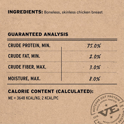 Premium raw freeze dried chicken breast treats for cats in packaging