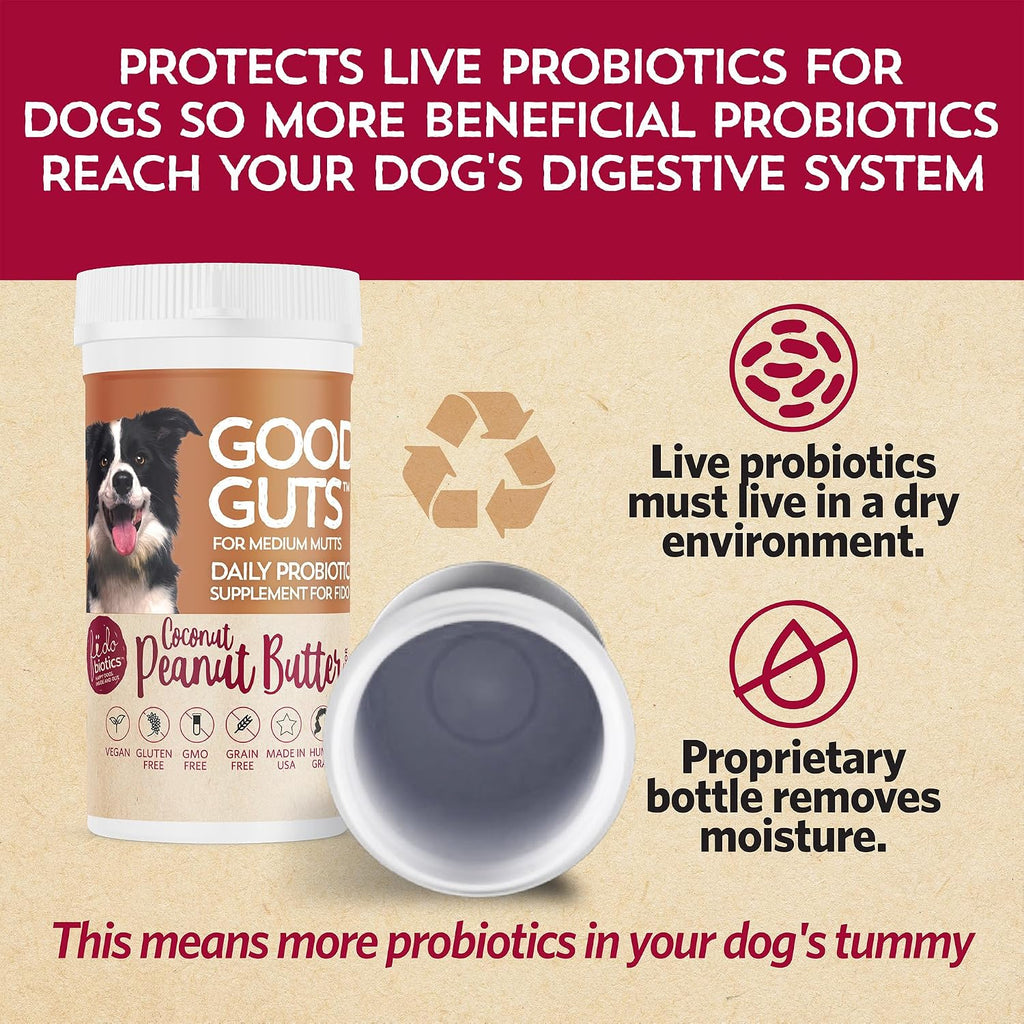 Gluten free grain free vegan pet probiotic for sensitive dog stomachs.