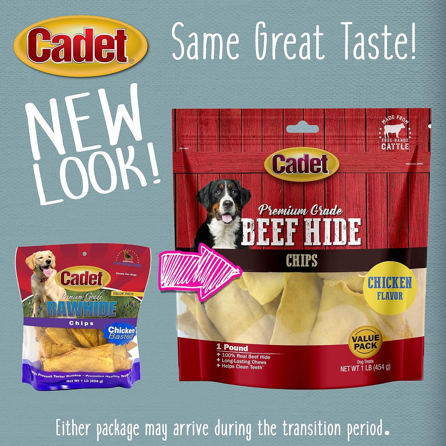 Cadet authentic USA imported pet chews display