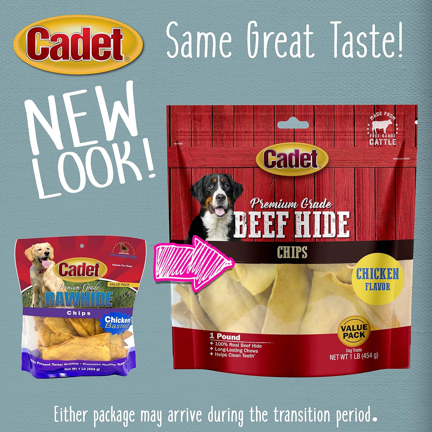 Cadet authentic USA imported pet chews display