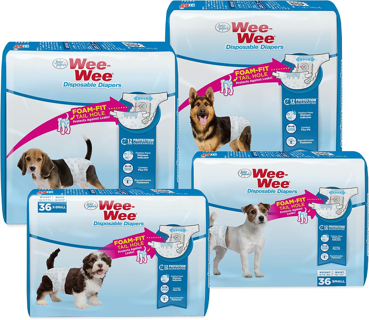 Four Paws Wee-Wee Super Absorbent Disposable Adjustable Dog Potty Training Diapers, Leak-Proof Protection for Dogs, Size Large, Over 19" Waist, 36 Count - Image 9