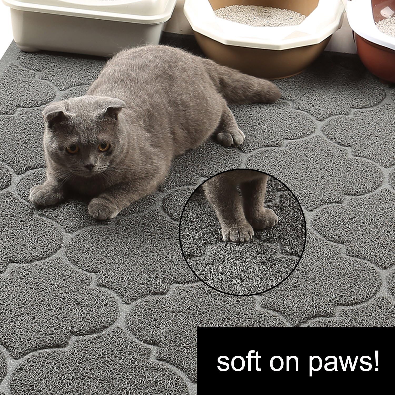 LittleTiger Cat Litter Mat, XL Super Size, Phthalate Free, Easy to Clean, 46x35 Inches, Durable, Soft on Paws, Large Litter Mat. - Image 9