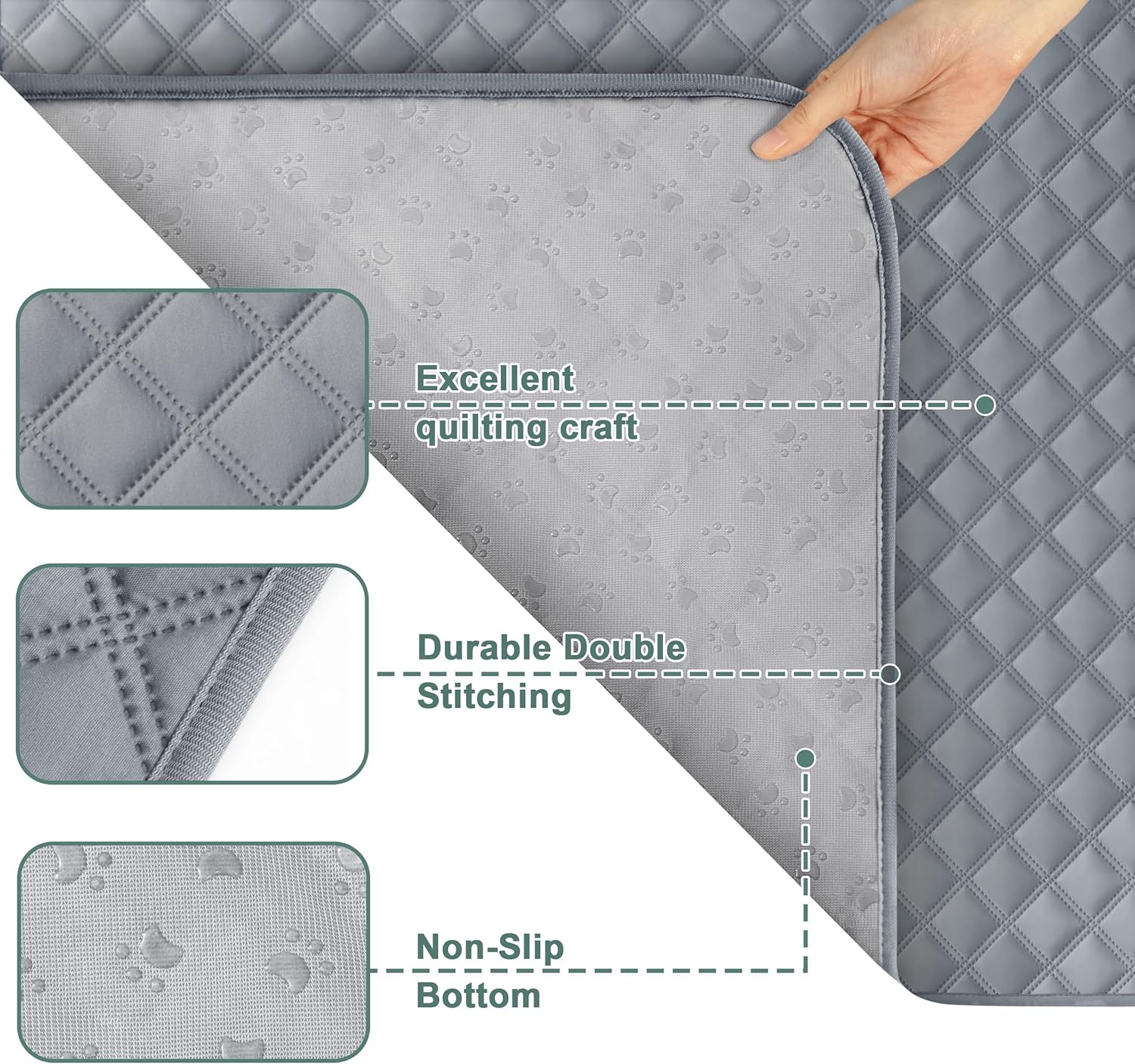 Non-slip waterproof backing of Eterish pet training pad