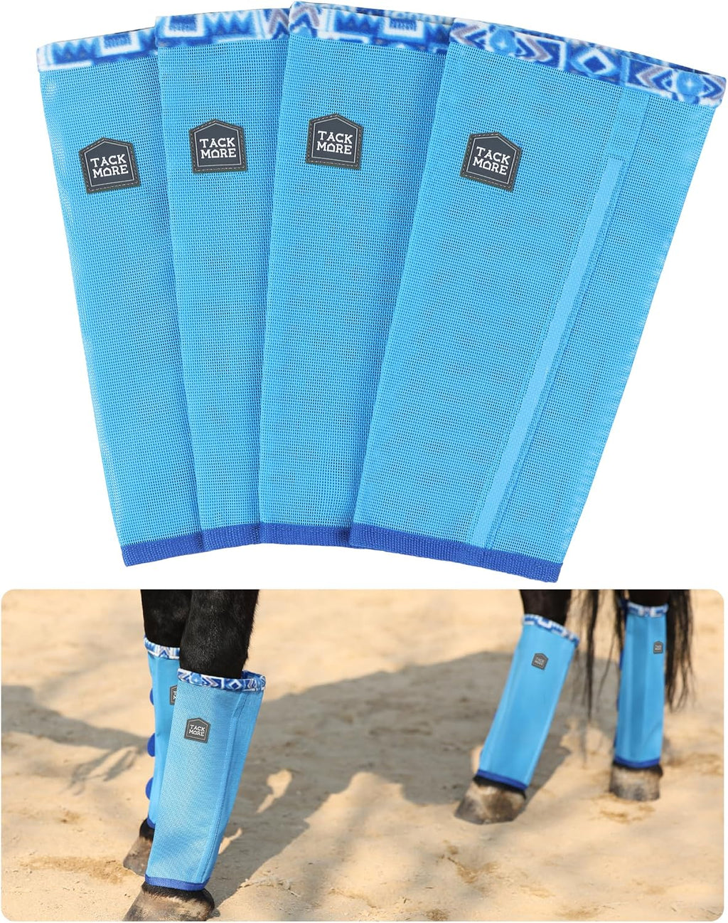 Tackmore Horse Fly Boots with Patterned Fleece Trim, Reduce Rubbing Fly Boots of 4 Summer Protective Leg Boots - Image 10