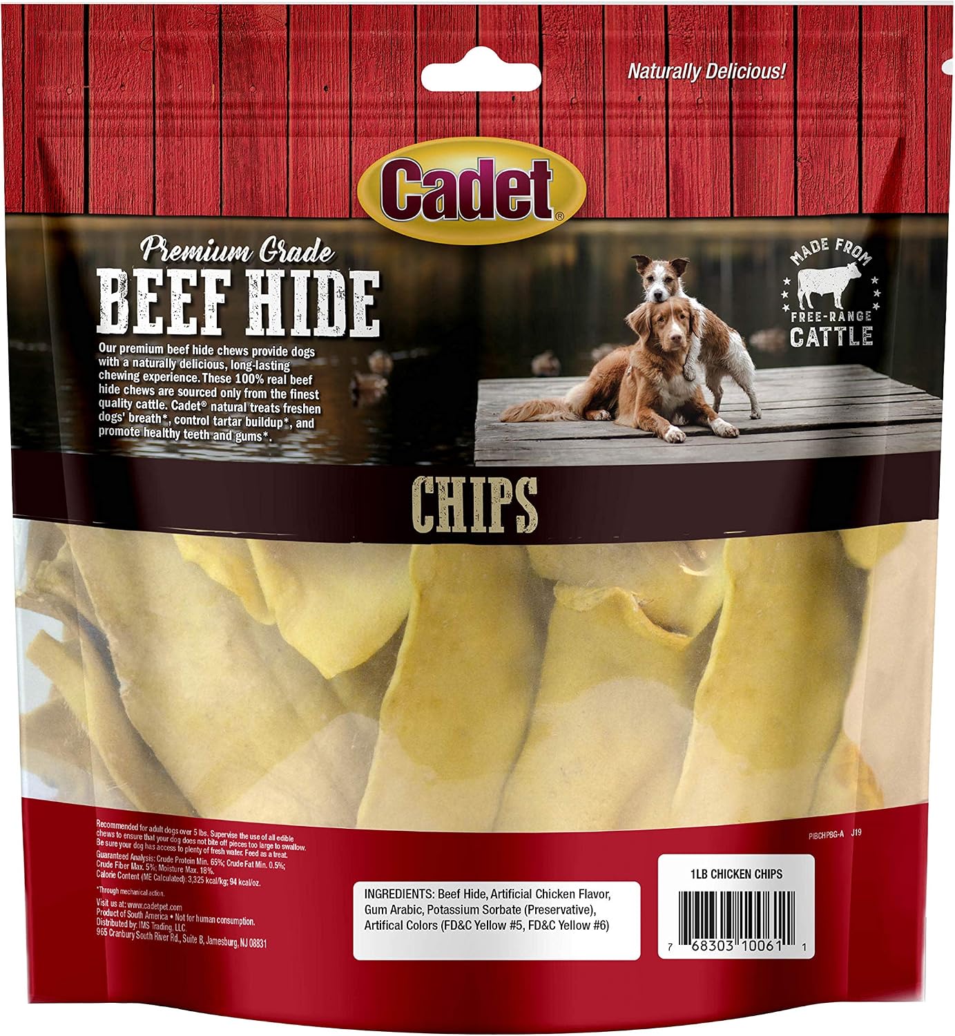Cadet premium beef hide one pound bag side view