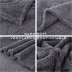 Close up view of the durable overlock stitching on the fleece edge.