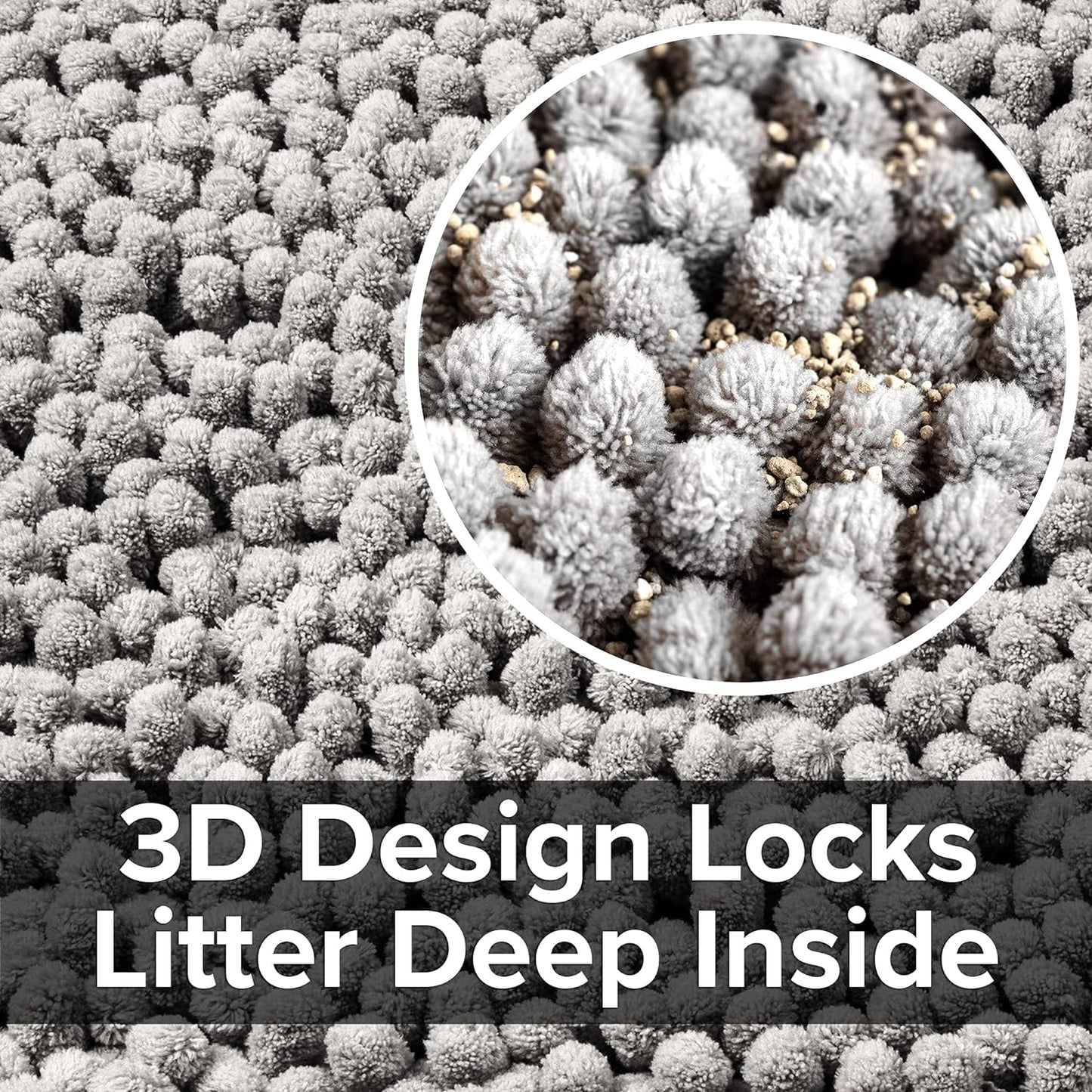 Close up of CatGuru 3D microfiber litter trapping texture with cat paw
