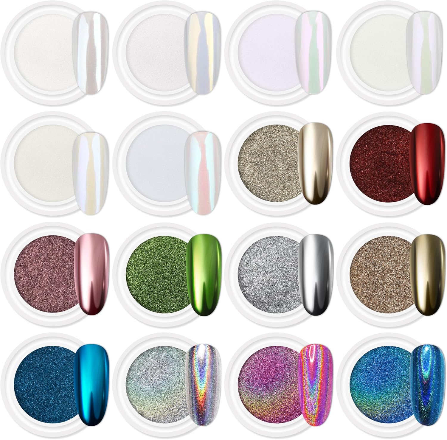 Artdone 16 Jars Chrome Nail Powder Kit front view