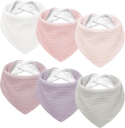 Susurration muslin baby drool bibs six pack front view