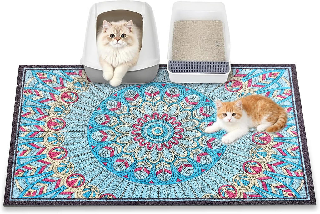 Cat Litter Mat, 24" x 16" Litter Box mat, Upgrade Non-Slip Kitty Litter mat, Traps 100% Litter, Soft on Kitty Paws, Easy Clean for Scatter Control, Bohe cat Food mat, Urine Waterproof - Image 15
