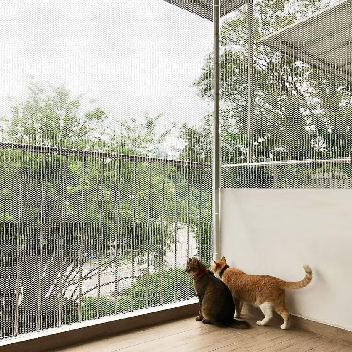 Jumxsrle balcony mesh installed on stair railing for pet safety