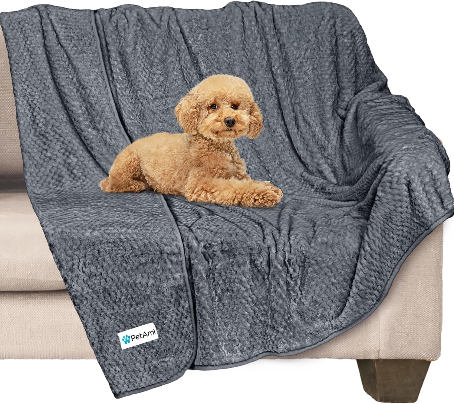 PetAmi Waterproof Dog Blanket, Leakproof XL Pet Blanket for Large Dogs, Furniture Sofa Couch Cover Protector, Fleece Cat Throw Bed Crate Kennel, Reversible Washable Soft Plush, Twin 60x80 Taupe Beige - Image 11