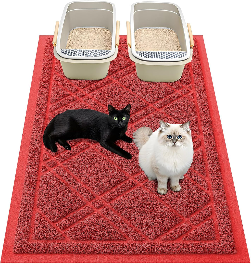 Smiry Cat Litter Box Mat 30x17, Non-Slip Water Resistant Litter Trapping Mat, Easy Clean Less Waste and Urine-Locking Cat Carpet for Indoor, Grey - Image 11
