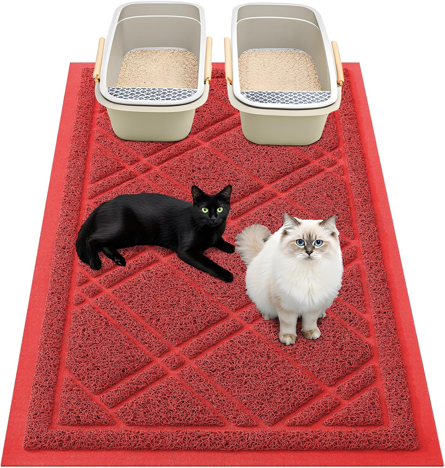 Smiry Cat Litter Box Mat 30x17, Non-Slip Water Resistant Litter Trapping Mat, Easy Clean Less Waste and Urine-Locking Cat Carpet for Indoor, Grey - Image 11
