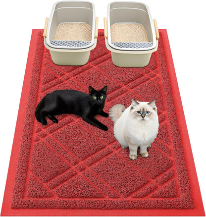 Smiry Cat Litter Box Mat 30x17, Non-Slip Water Resistant Litter Trapping Mat, Easy Clean Less Waste and Urine-Locking Cat Carpet for Indoor, Grey - Image 11
