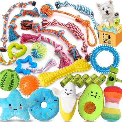 Zeaxuie 25 Pack luxury dog chew toys front view