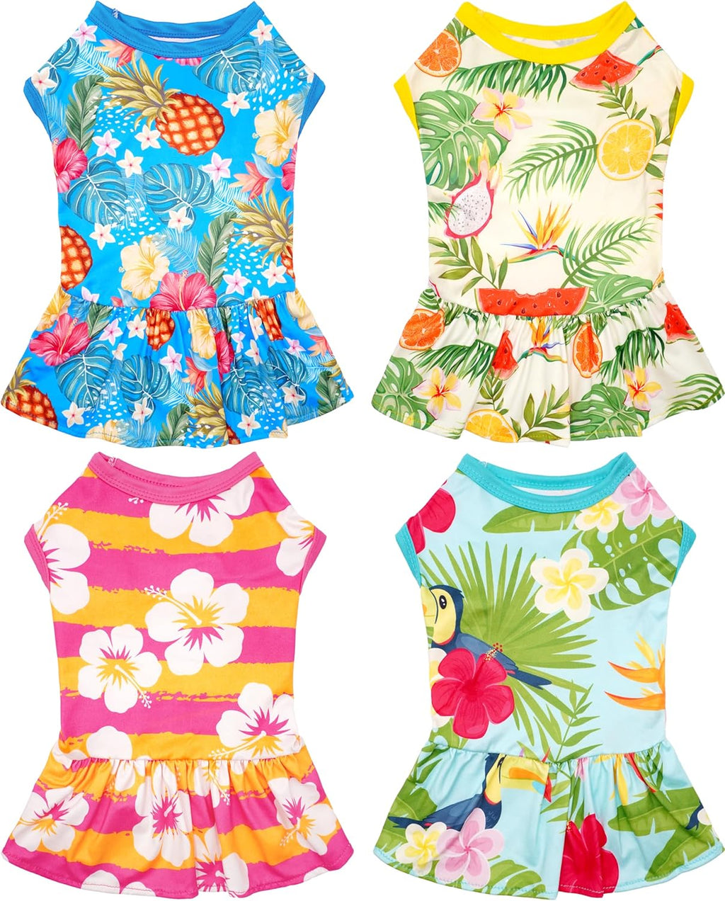 4PCS/Pack Floral Dog Dresses Sleeveless Spring Summer for XXXL Large Dogs Girl Female Red Green Yellow Purple Skirts Flower Sundress for Holiday Party Wedding Lightweight Breathable - Image 11