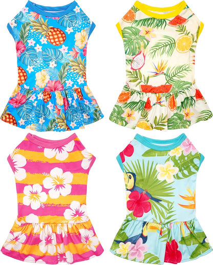 4PCS/Pack Floral Dog Dresses Sleeveless Spring Summer for XXXL Large Dogs Girl Female Red Green Yellow Purple Skirts Flower Sundress for Holiday Party Wedding Lightweight Breathable - Image 11