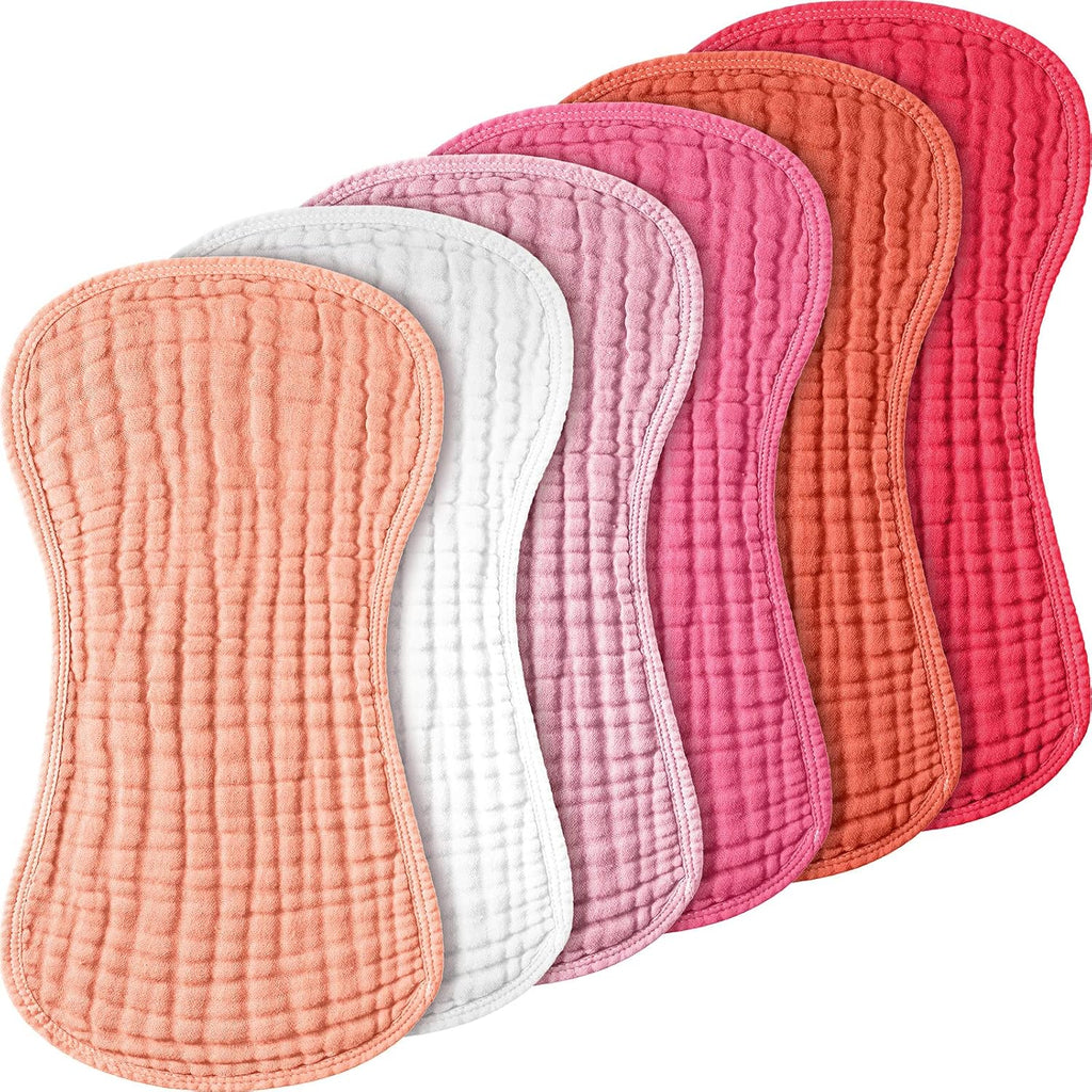 Frienda 6 pack muslin burp cloths pink series front view