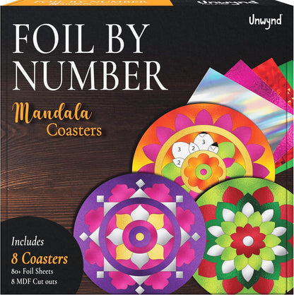 Unwynd Foil By Number Mandala Coaster Kit front view packaging