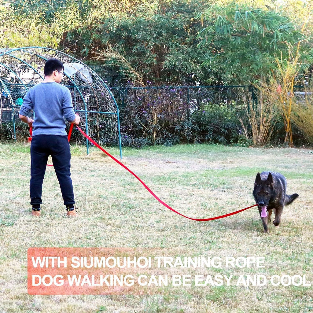 Durable wear resistant nylon webbing material of the Siumouhoi puppy training agility lead.