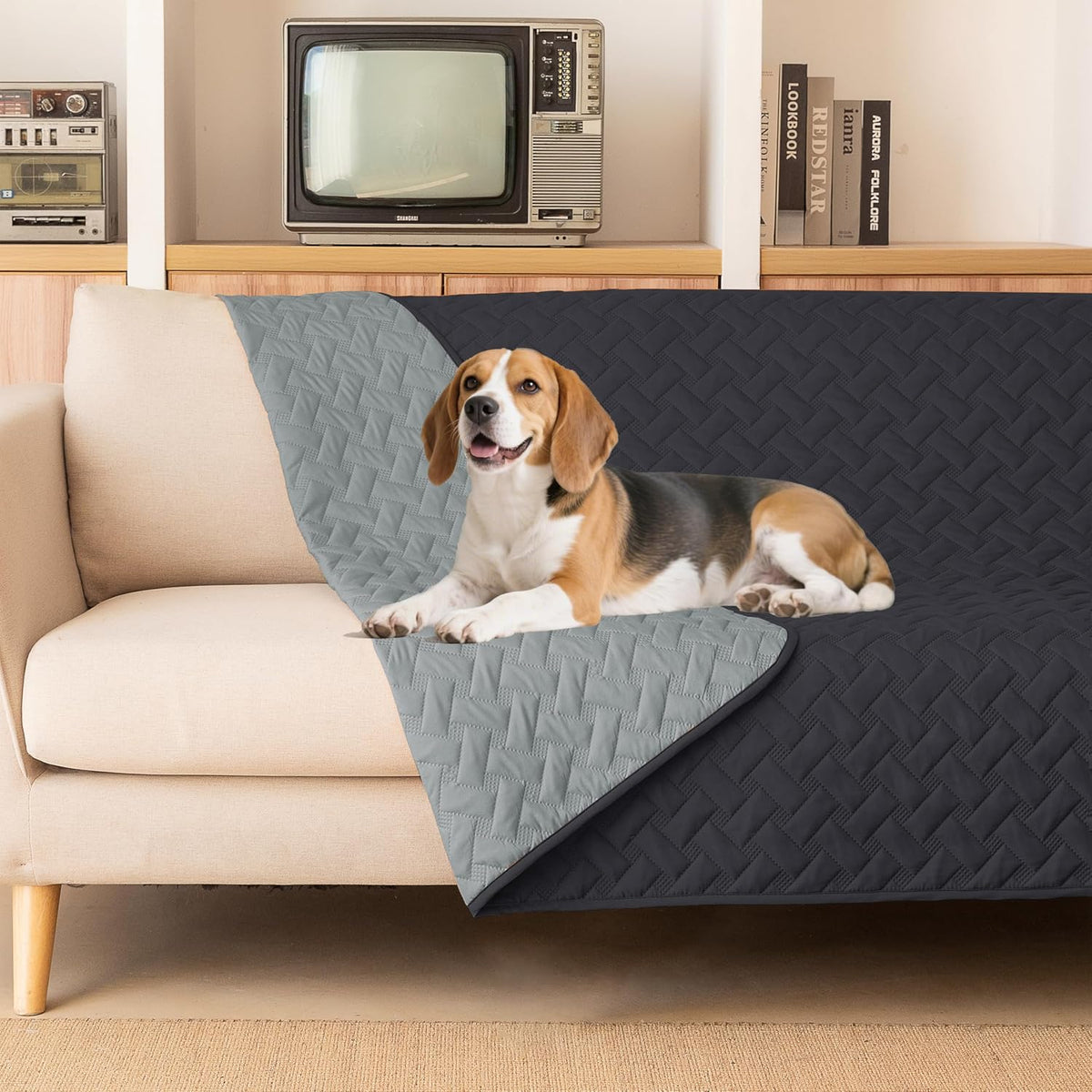 gogobunny 100% Double Sided Waterproof Dog Blanket Soft Pet Bed Cover Reversible Protect Furniture Couch Sofa Car for Puppy Cat Kids (Dark Grey/Light Grey, 30x70 Inch (Pack of 1)) - Image 9