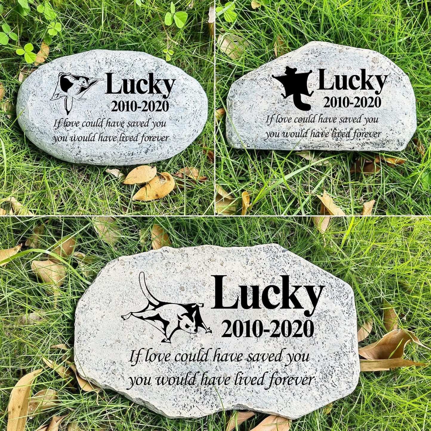 Side profile of Zatanmulo rockery shaped pet headstone