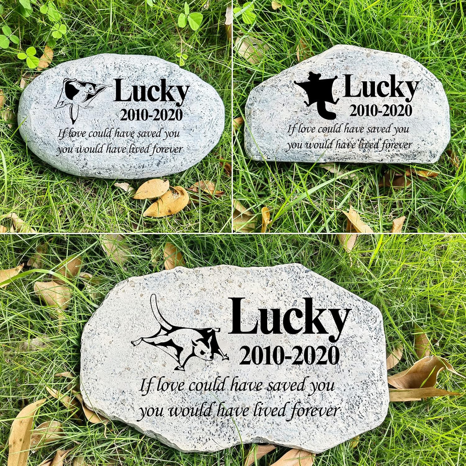 Side profile of Zatanmulo rockery shaped pet headstone