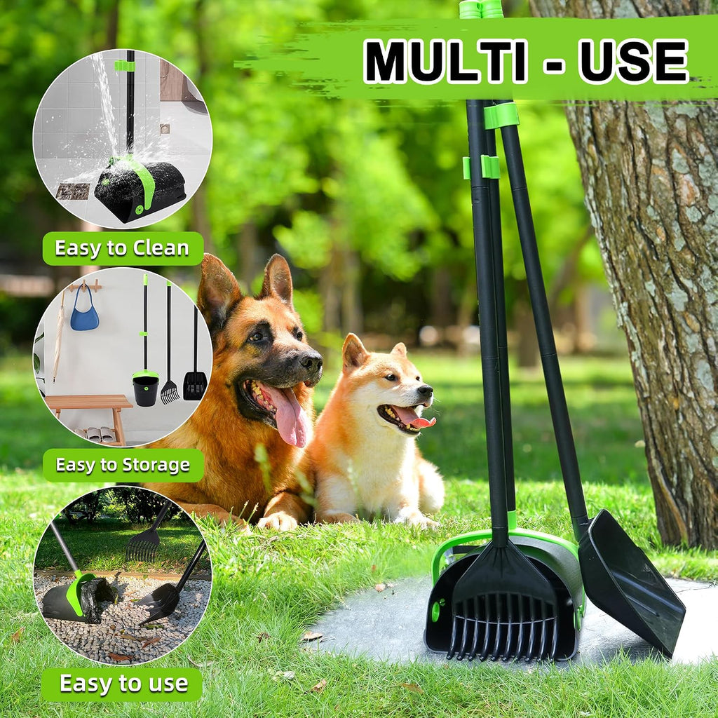 Packaging of the ibestbuy adjustable handle pet waste scooper system including the forty waste bags