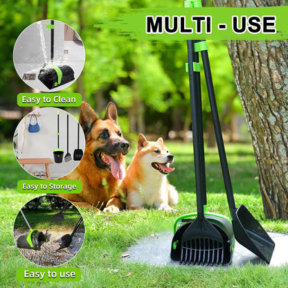 Packaging of the ibestbuy adjustable handle pet waste scooper system including the forty waste bags