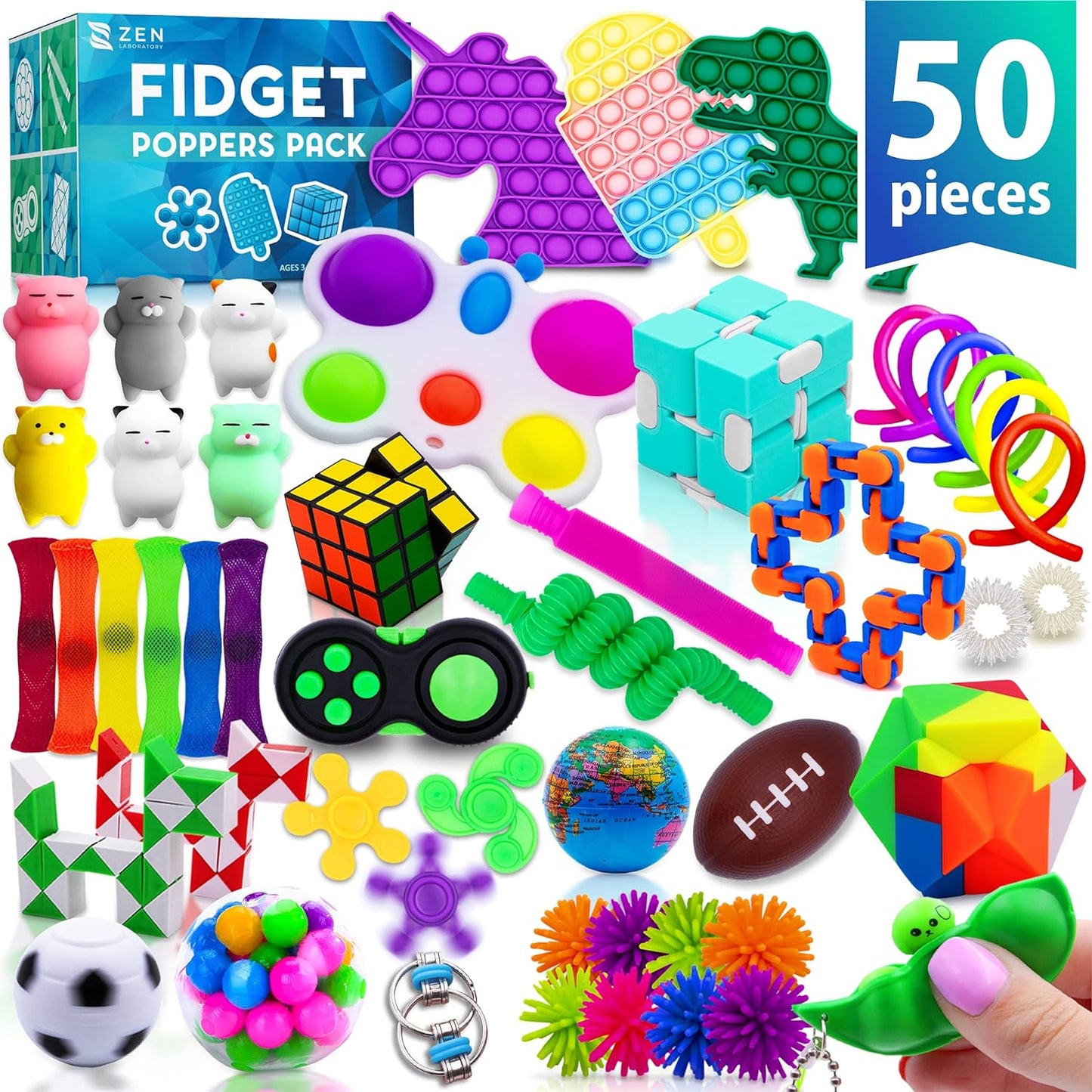 Zen Laboratory 50 Piece Fidget Poppers Pack front view