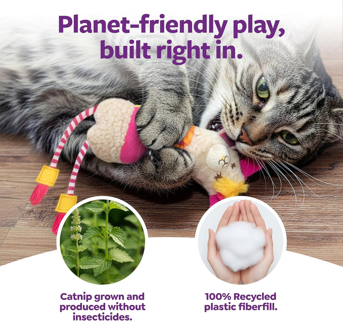 SmartyKat Leggy Llama cat toy angled view highlighting ribbon details