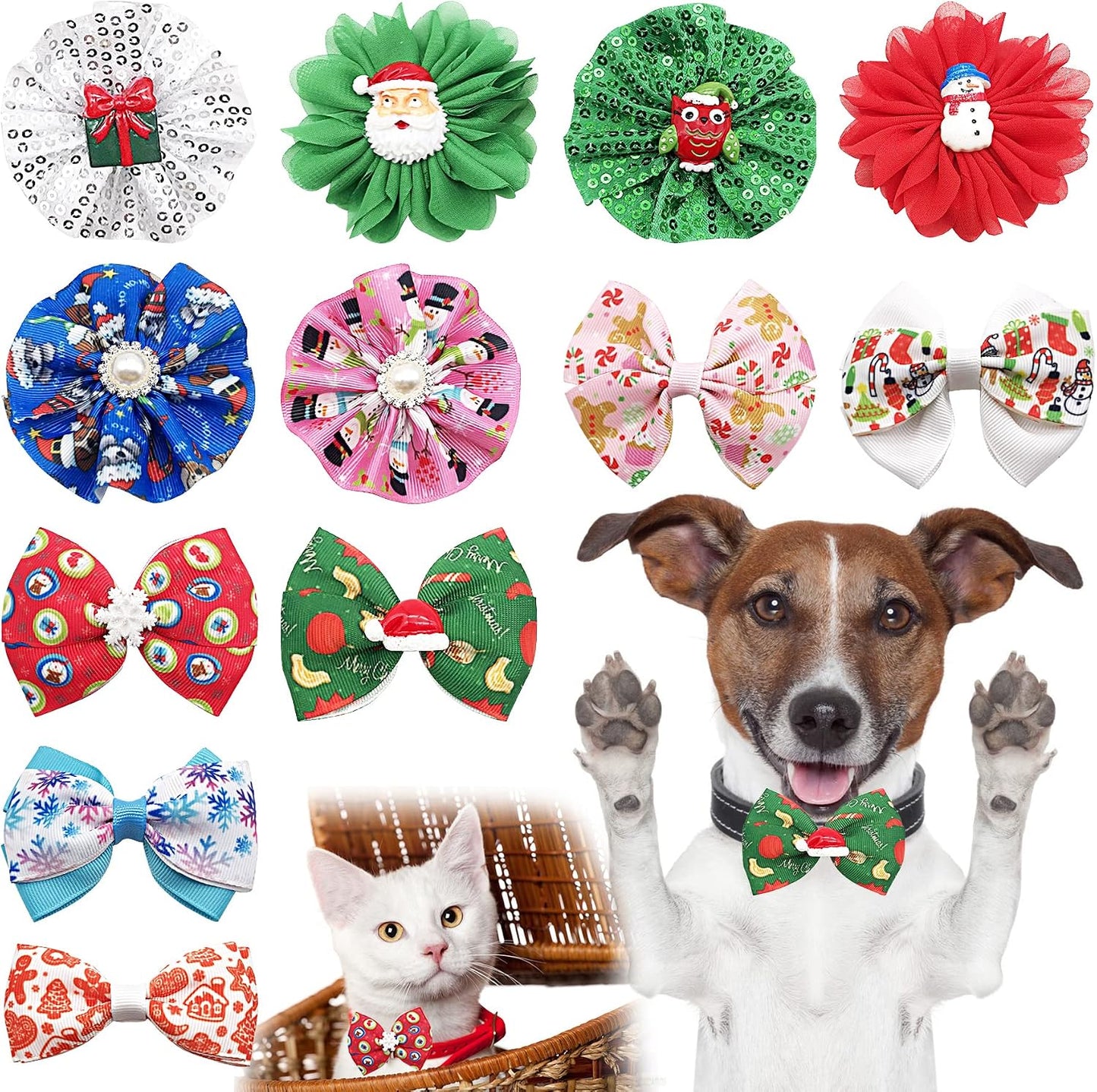 PET SHOW 4pcs Small Dogs Collar Flowers and Bows Charms For Festival Holiday Party Cats Rabbits Slides on Collars Leashes Puppies Medium Dog Collar Attachment - Image 10