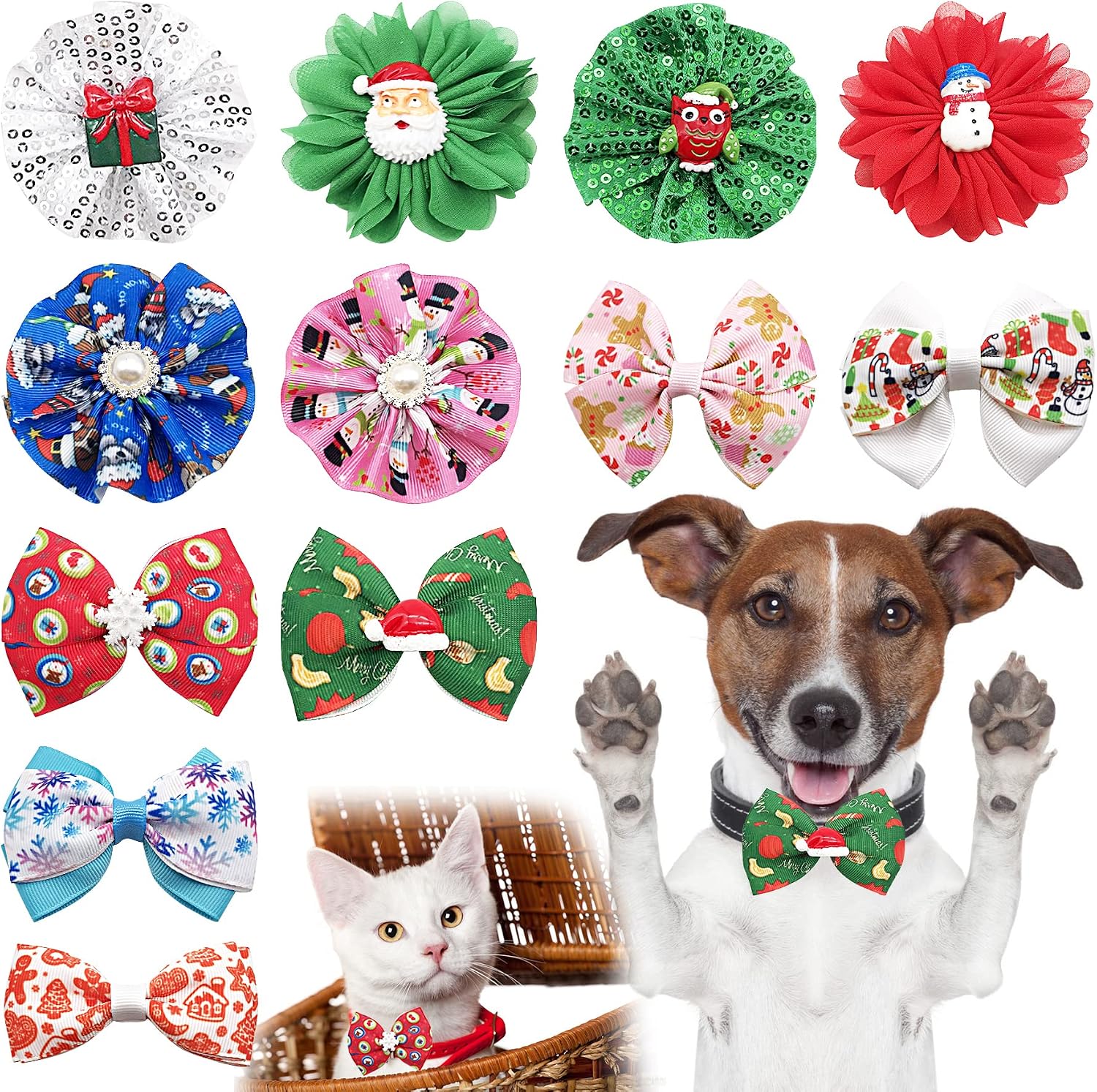 PET SHOW 4pcs Small Dogs Collar Flowers and Bows Charms For Festival Holiday Party Cats Rabbits Slides on Collars Leashes Puppies Medium Dog Collar Attachment - Image 10