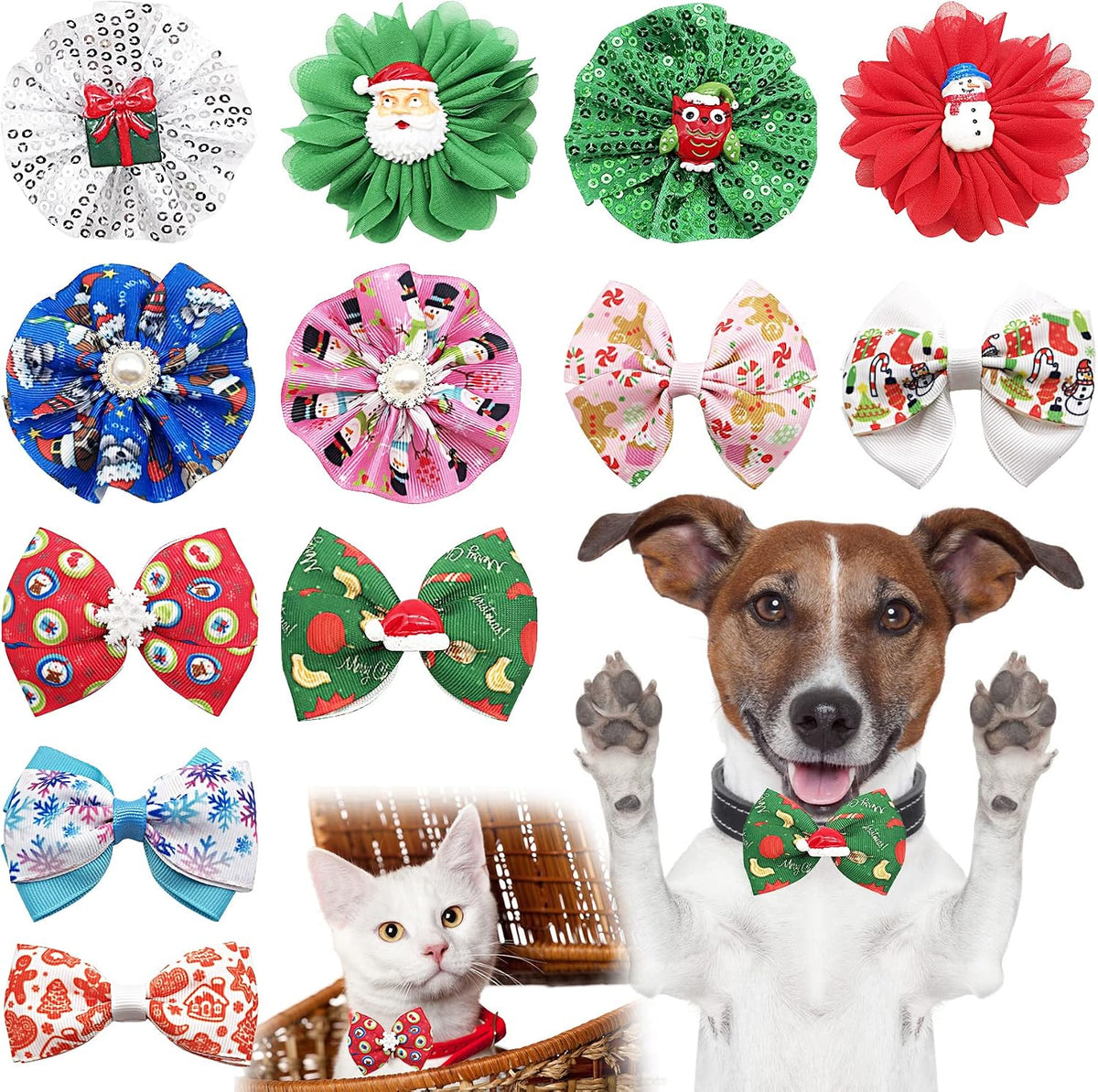 PET SHOW 4pcs Small Dogs Collar Flowers and Bows Charms For Festival Holiday Party Cats Rabbits Slides on Collars Leashes Puppies Medium Dog Collar Attachment - Image 10