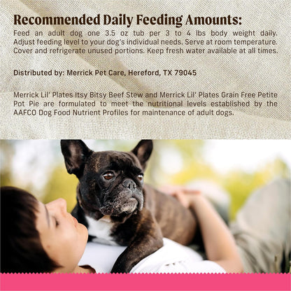 Premium real meat dog food in savory gravy for small adult dogs.