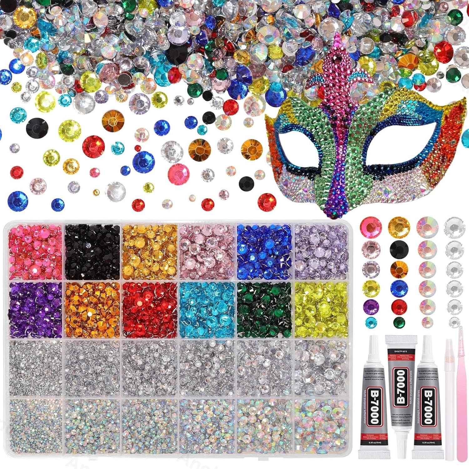 AnoleAir 26000 piece resin flatback rhinestone craft kit front view
