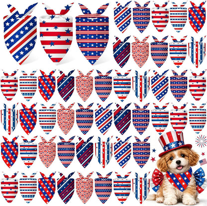 Weewooday 50 Pcs 4th of July Dog Bandanas Bulk for Patriotic American Striped Star Red White and Blue Independence Day Flag Scarf for Small Medium Large Outfit(Striped Star, 31.5 x 21.7 X21.7 Inch) - Image 11
