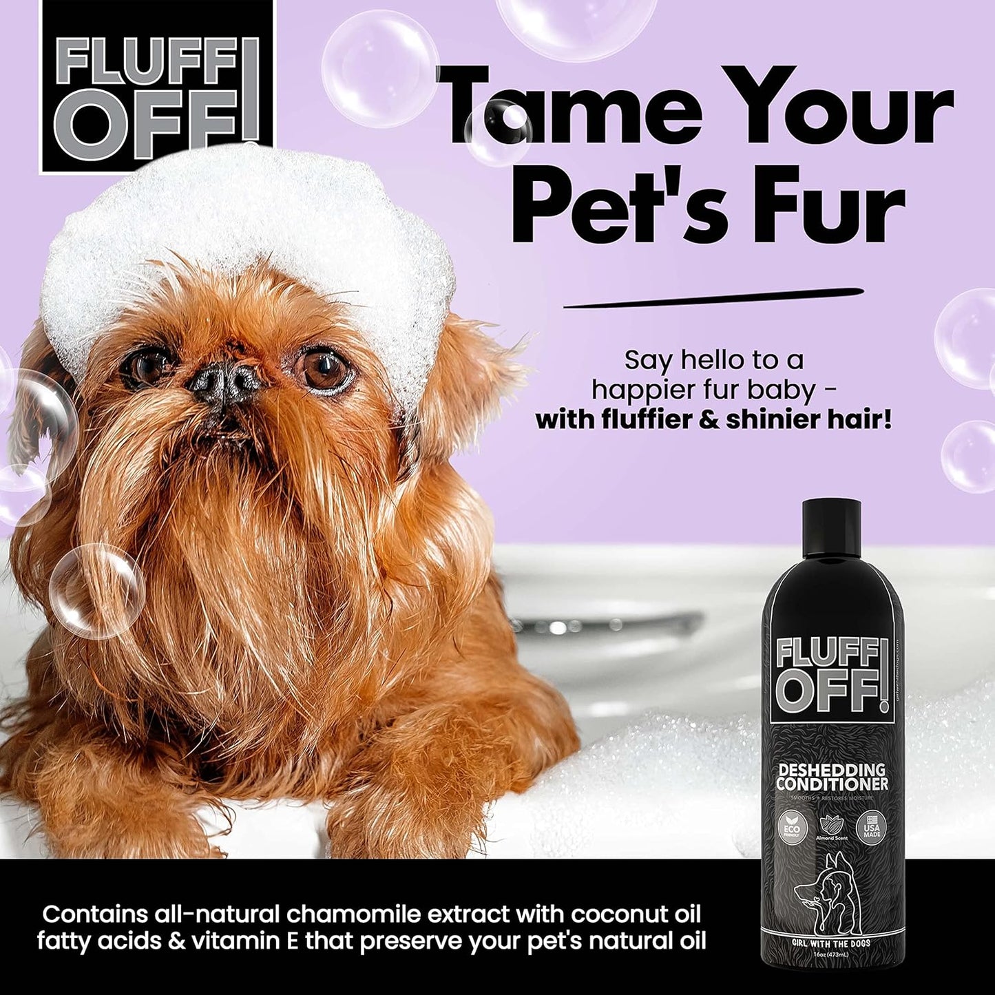 Sixteen ounce professional dog conditioner bottle showing dilution and ingredient details