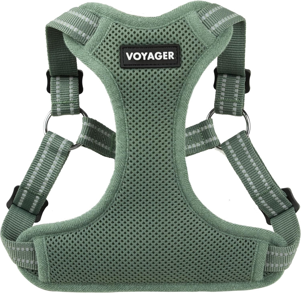 Best Pet Supplies Voyager Step-In Flex Dog Harness Moss Green front view on pet