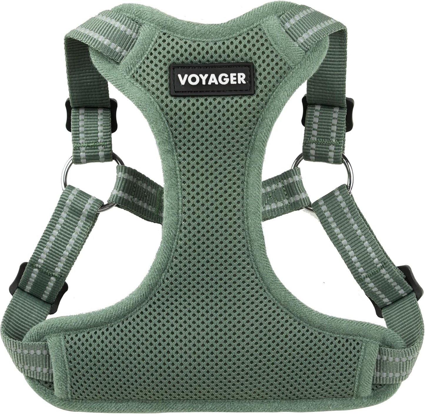 Best Pet Supplies Voyager Step-In Flex Dog Harness Moss Green front view on pet