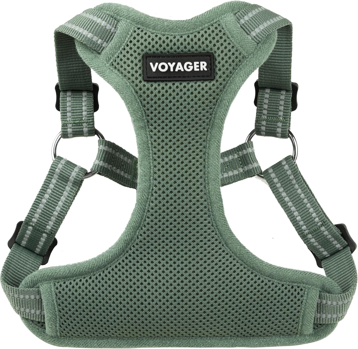 Best Pet Supplies Voyager Step-In Flex Dog Harness Moss Green front view on pet
