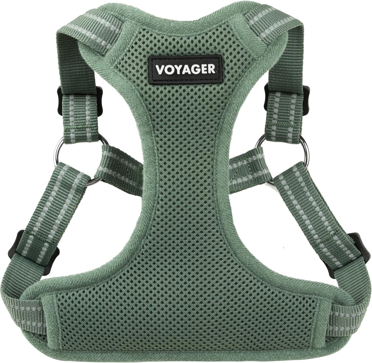 Best Pet Supplies Voyager Step-In Flex Dog Harness Moss Green front view on pet