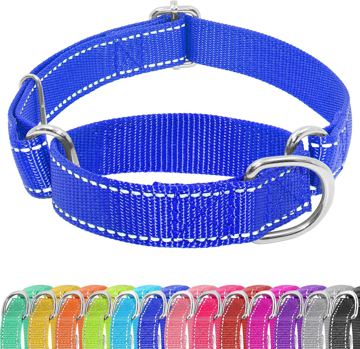 Seyezo Martingale Dog Collar - Adjustable No Buckle, Reflective Heavy Duty Nylon No Pull Collar for Small to Large Dogs, XS, Green - Image 11