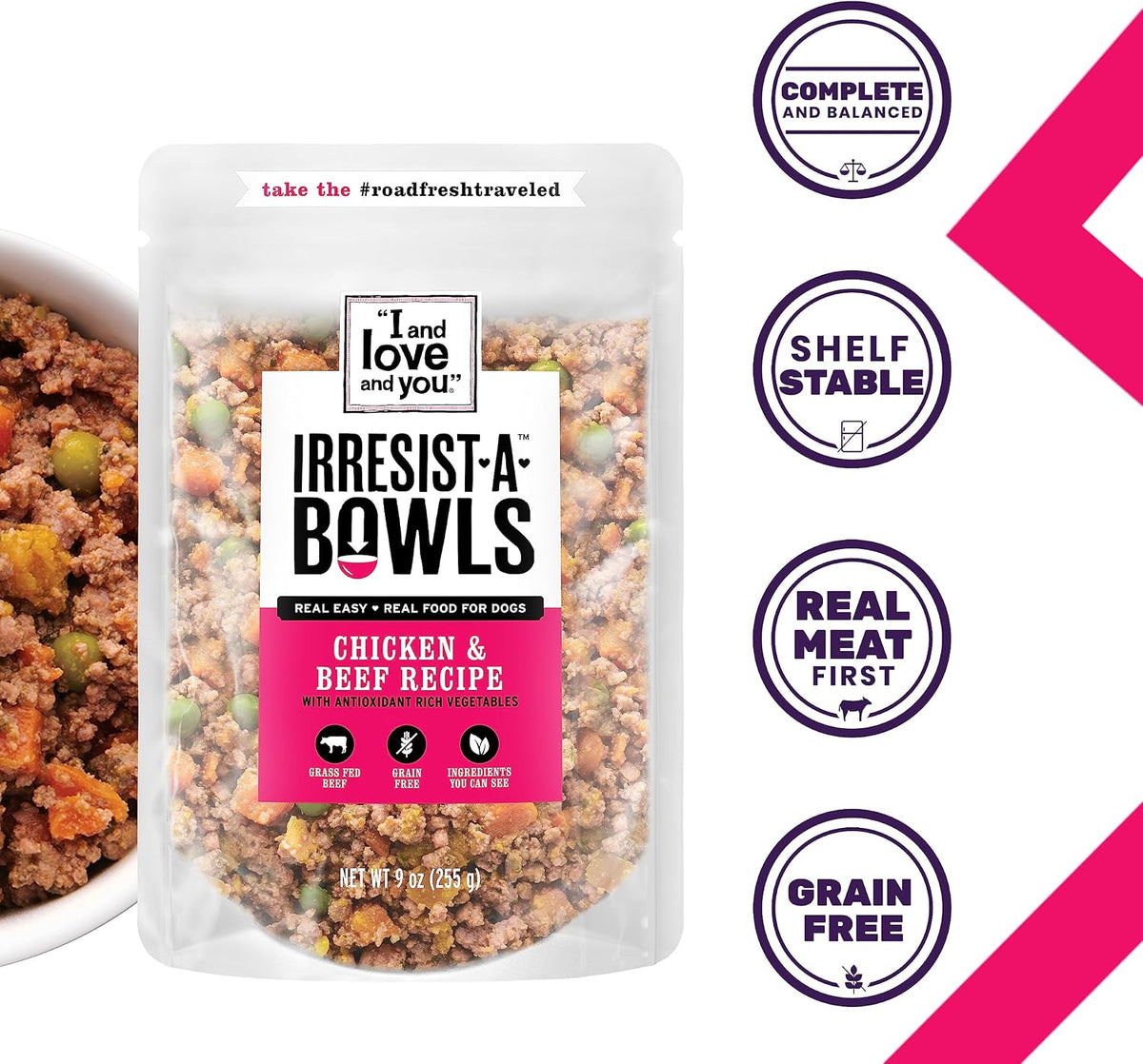 I And Love And You freeze dried dog food packaging details