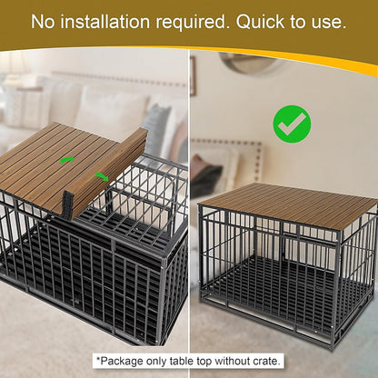 Walnut decorative storage table topper for medium size wire dog crates