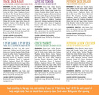 Back of Weruva cat food pouch showing ingredients and feeding guide